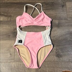 Kandi Kouture Kids Pink and White leotard